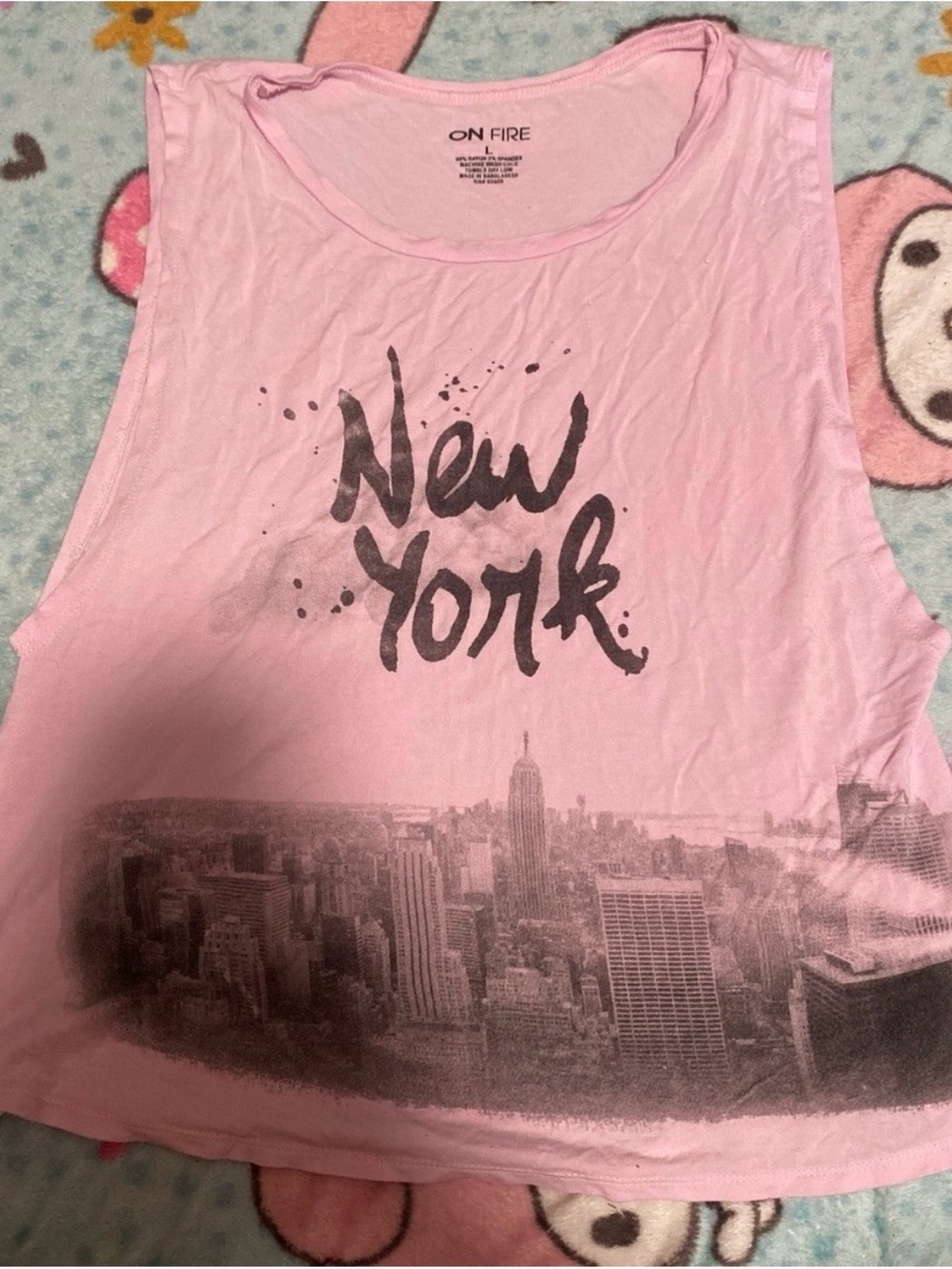 On Fire Light Pink 'New York' Graphic Scoop Tank